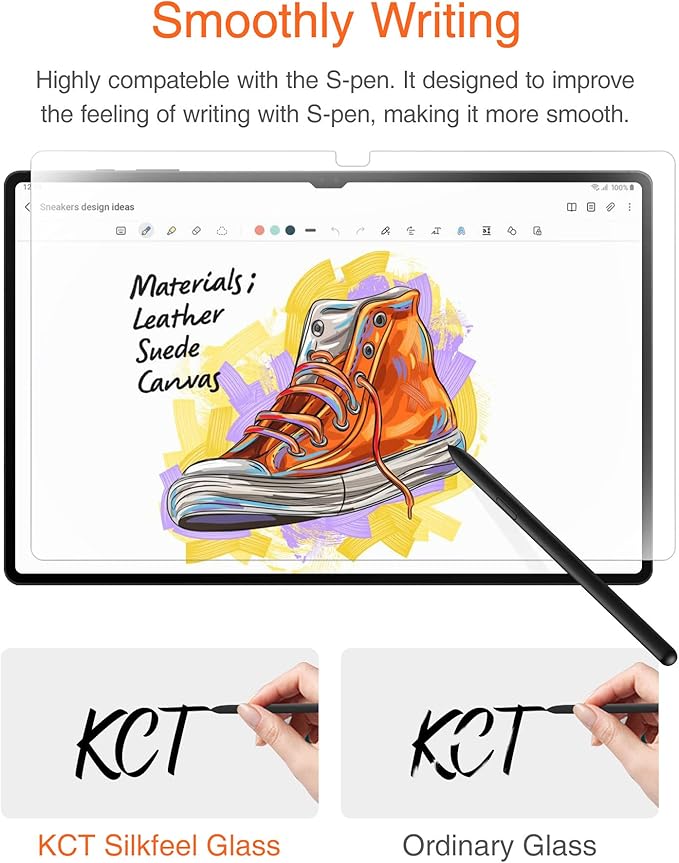 KCT Nano-Texture Glass Screen Protector Compatible with Samsung Galaxy Tab S10 Ultra /S9 Ultra / S8 Ultra 14.6 Inch,Touch Like Silk, Auto-Alignment Tool, Matte Tempered Glass