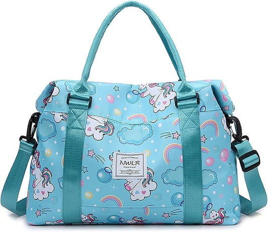 Travel Duffle Bag Weekender Overnight Bag Gym Tote with Dry and Wet Separated Pocket for Women Girls Shoulder Workout Duffel Bag Water Resistant (B-Unicorn)