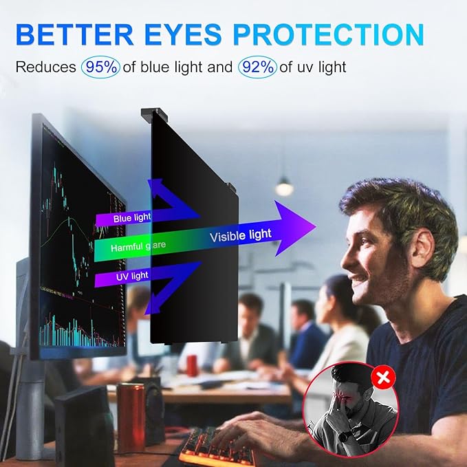 Magnetic 23.8 Inch Privacy Screen for Computer Monitor 16:9 Aspect Ratio, Hanging Removable Anti-Blue/Glare Protector Film, Anti Spy Desktop Security Private Filter 23.8in