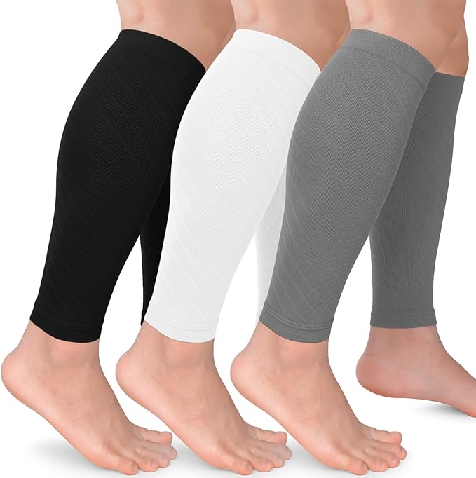 3 Pairs Calf Compression Sleeves for Women Men, Leg Compression Sleeve Calf Brace for Support Running Shin Splints