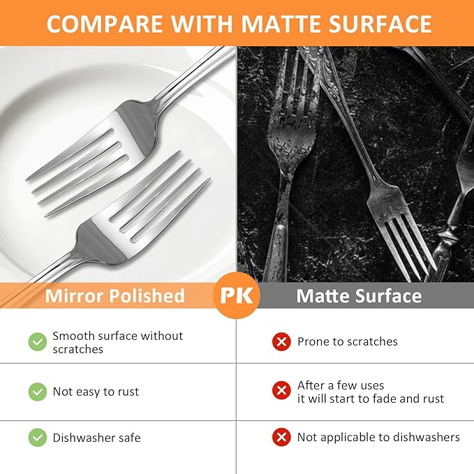 Dinner Fork Set -12 PCS Silver 18/0 Premium Food Grade Stainless Steel Flatware Salad Forks， Durable Metal Forks Silverware, Mirror Polished & Dishwasher Safe for Home, Kitchen, Restaurant