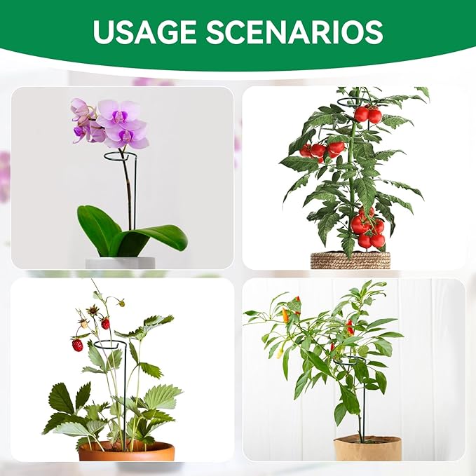 15 Pack Plant Stakes, 16.1 Inch Plant Support Stakes, Metal Garden Stakes 30 Twist Ties, Plant Sticks Support, Flower Stakes for Monstera, Tomato Seedling, Sunflower, Hydrangea Etc