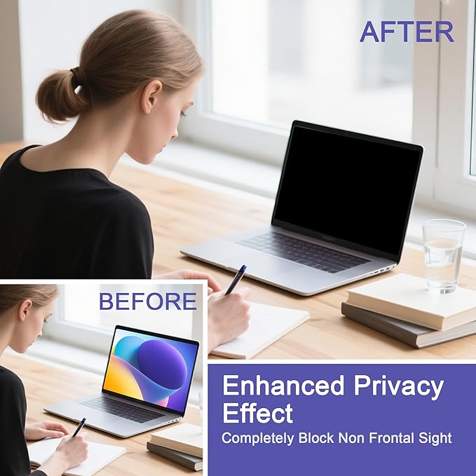 360° Privacy Screen Protector for Macbook Air 13.6/13 Inch (2022-2025, M2, M3，M4), Privacy Screen Filter for Macbook Air 13.6 Inch, Anti-Spy/Anti Fingerprint/Anti Blue Light/Anti Glare