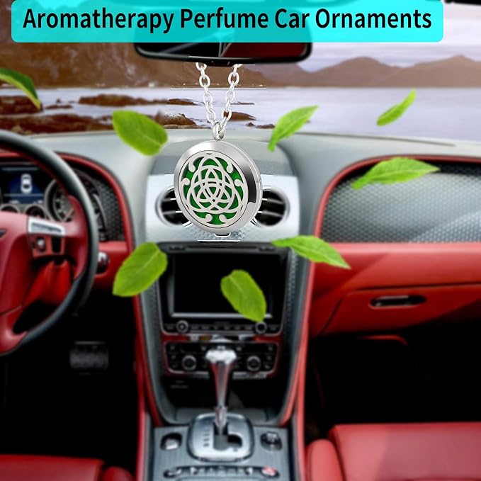 Premium Aromatherapy Essential Oil Diffuser Necklace,Celtic Tribal Totem Locket Pendant with 8 Pads + 24" Chain - 316L Stainless Steel Jewelry Gift for Birthday Christmas