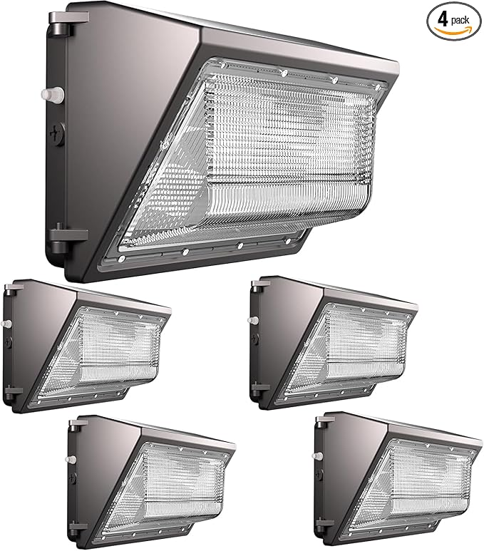 Lightdot 4Pack 150W LED Wall Pack Lights, 100-277v Dusk to Dawn with Photocell | 22500Lm(150Lm/W) 5000K IP65 Outdoor Exterior Lighting Fixture, Energy Saving|5-Yrs Warranty, ETL(Height:10~20ft)