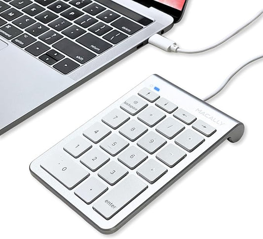 USB C Wired Number Pad for Mac - 10 Key USB Keypad, Type C Numeric pad, Number Keypad for Keyboard and Number Pad for Laptop, MacBook Pro/Air, iMac, and PC - 5ft Cable Numpad - Silver Keypads