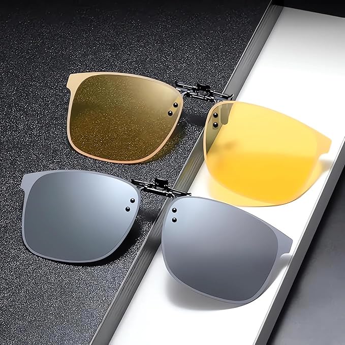 Clip on Flip up Polarized Lens For Prescription Glasses UV Protection Sunglasses (Clear lenses not Polarized)