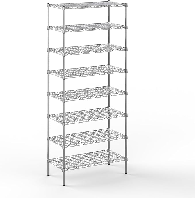 18" Deep x 36" Wide x 86" Height Wire Shelving Kit | 8-Tier | NSF Commercial Storage Rack Unit