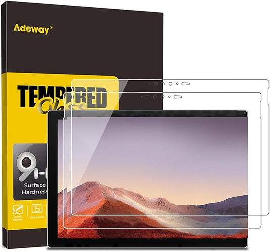 Adeway (2 Pack) Microsoft Surface Pro 7 Plus/Surface Pro 7-12.3 inch Screen Protector, Precise Cutouts/Tempered Glass/High Sensitivity, Glass LCD Protector