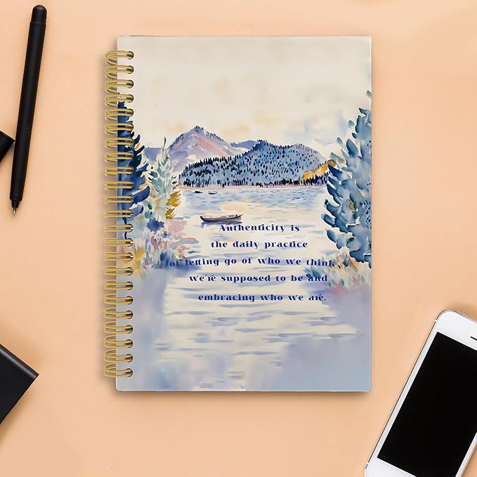 Therapy Office Mental Health Spiral Notebook, Authenticity Quote Positive Affirmation Journal, Motivational Notebooks for School Work, Inspirational Gifts for Women Men, 5.5x8.3 Inch