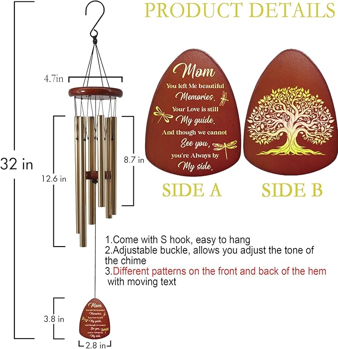 Memorial Gifts for Loss of Mom - Loss of a Mother Sympathy Gifts, Memorial Wind Chimes,Bereavement Gifts,in Memory of Loved One Gifts