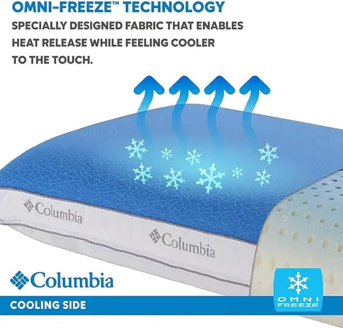 Columbia Cooling Gel Memory Foam Pillow - Comfortable and Supportive with Cooling & Breathable Features - Removable Washable Cover, King