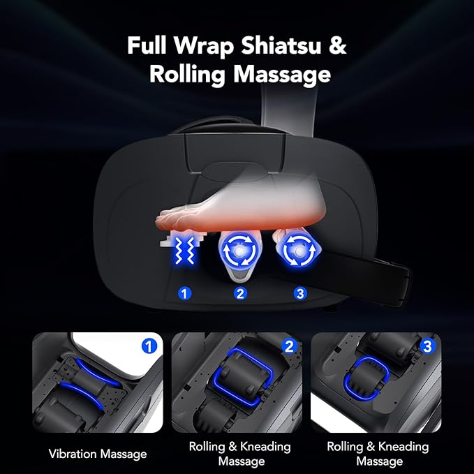 Foot Massager with Heat & Vibration, Shiatsu Foot Massager Machine for Pain Relief, Deep Tissue Kneading, Adjustable Vibration &Pressure -Massage Feet, Leg, Calf, Ankle, Gifts for Dad Mom