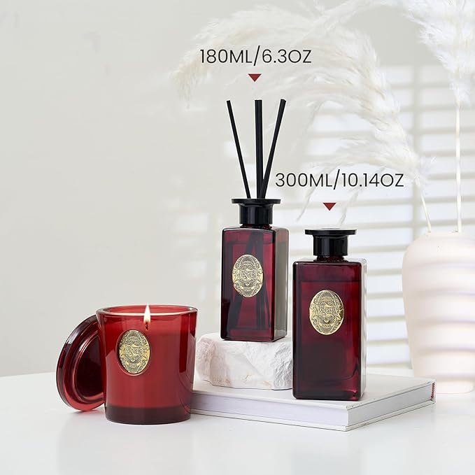 M&SENSE 6.3 oz Large Reed Diffuser Set | Rose Princess Scent Oil Diffuser with Sticks | Hotel Collection Non-Toxic Essential Oil |for Bedroom Bathroom Living Room