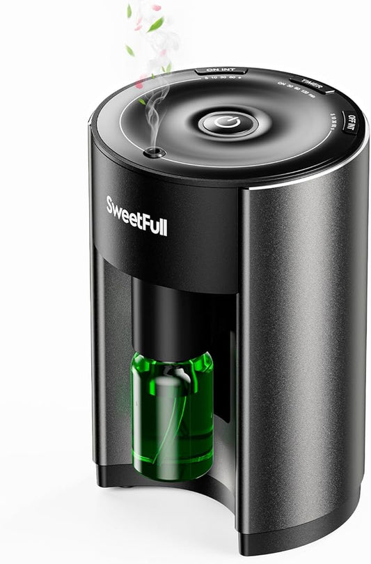 SWEETFULL Waterless Essential Oil Diffuser - USB Aromatherapy Diffuser with 30/60/120 Min Adjustable Timer and 16 Mist Modes, Scent Diffuser for Home Room Office Hotel