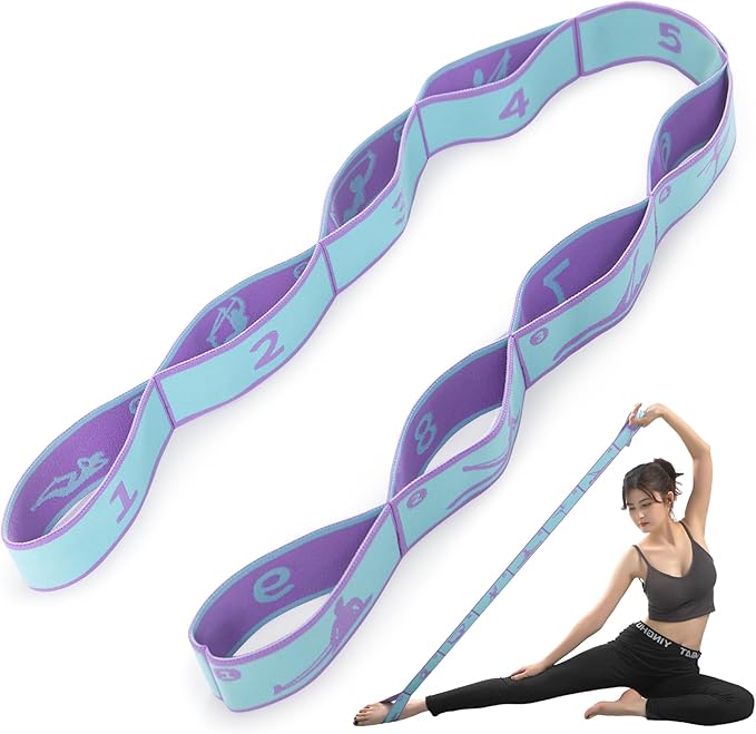 Yoga Straps for Stretching Strap Elastic for Physical Therapy Dance Yoga Pilates Gymnastics Exercise Flexible Pilates Stretch Band for Women Men