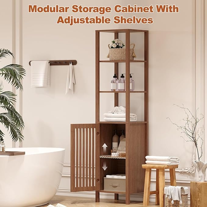 Combination TV Cabinet, for TVs Up to 70", Large TV Stand with Bookshelves, Storage TV Cabinet, Multi-Functional Home Entertainment Center with Adjustable Shelves