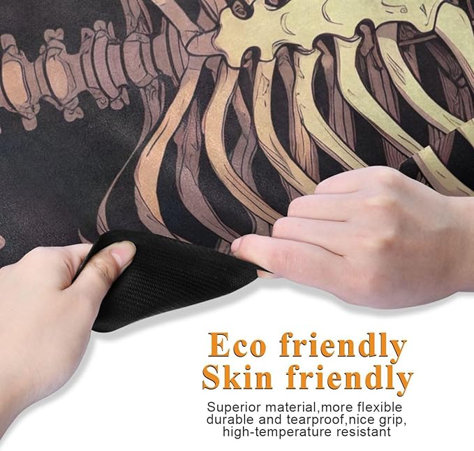 Funny Halloween Skeleton Yoga Mat, 71 x 26 Inch Non-slip Yoga Mats Folding Travel Exercise Mat Indoor Outdoor Gym Pilates with Storage Bag for Women Men