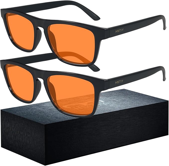 2 pack 99% Blue Light Glasses Men Woman, Computer Gaming Glasses Men, Blue Ray Filtering Amber Lens Anti Eye Strain