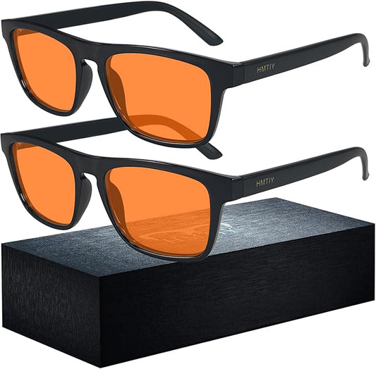 2 pack 99% Blue Light Glasses Men Woman, Computer Gaming Glasses Men, Blue Ray Filtering Amber Lens Anti Eye Strain