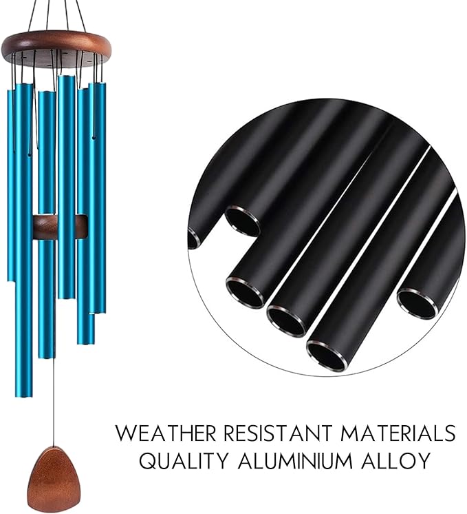 Large Aluminium Wind Chimes 37" Inches to Create a Zen Atmosphere Suitable for Outdoor, Garden, Patio Decoration, Classic Wind Chimes Suitable as A Gift for Unisex (Blue)