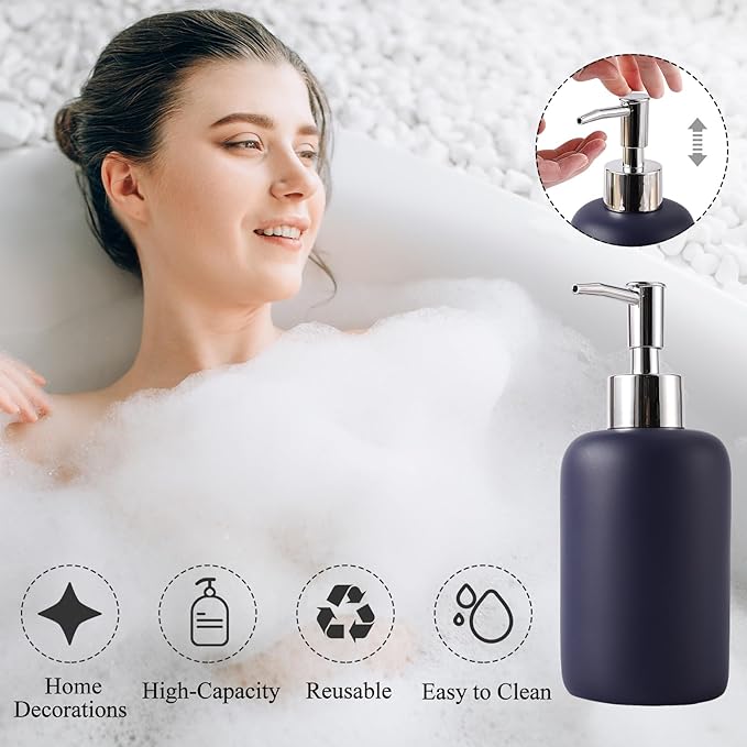 21 Pcs Bathroom Accessory Set with Waterproof Shower Curtain and Non Slip Mat,Resin Bath Set with Toothbrush Holder and Lotion Soap Dispenser,Bathroom Countertop Organizer Set for Home Apartment