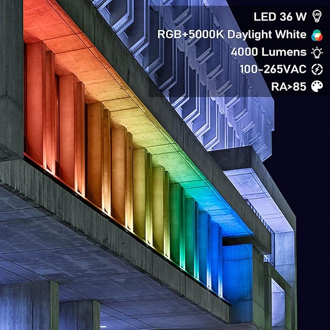 72W Outdoor Wall Washer Light, 48'' Dimmable 5000K RGB LED Wall Washer Light Bar,120V IP67 Waterproof LED Stage Light for Patio Church Landscape Yard Garden 1 Pack