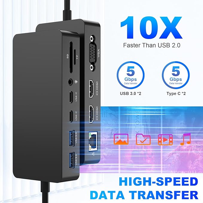 Microsoft Surface Thunderbolt 4 Dock Triple Displays Dual HDMI+VGA, 12 in 1 Surface Docking Station for Surface Pro 11/10/9/8/X/7+/7, Surface Laptop 7/6/5/4/3, Laptop Studio