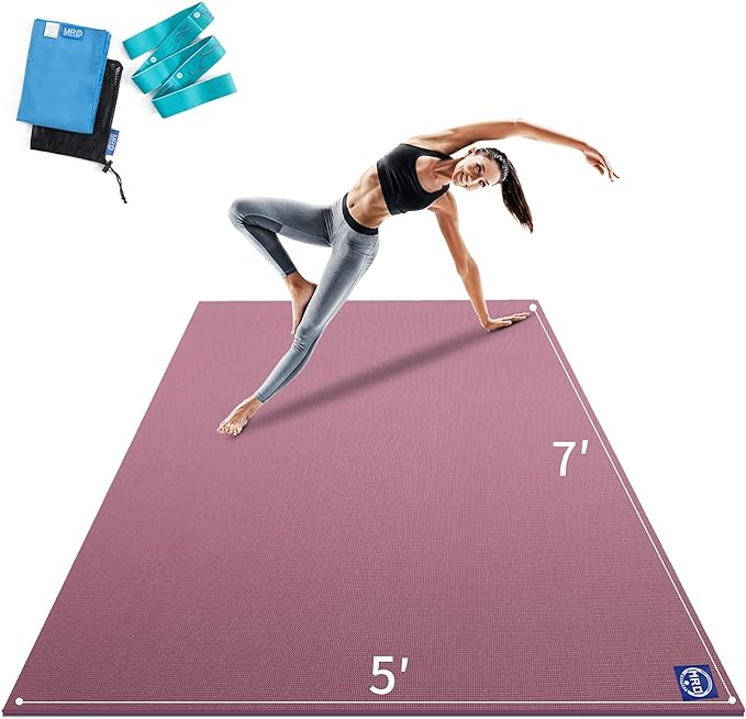 MRO Extra Large Yoga Mat, 12'x6'/9'x6'/7'x5'/6'x4' (9MM) Extra Wide and Thick Exercise Mats for Home Gym Workout, Non-Slip, Soft for Women and Men Fitness, Ideal for Barefoot Yoga, Pilates, stretching
