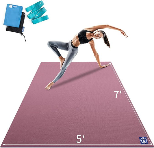 MRO Extra Large Yoga Mat, 12'x6'/9'x6'/7'x5'/6'x4' (9MM) Extra Wide and Thick Exercise Mats for Home Gym Workout, Non-Slip, Soft for Women and Men Fitness, Ideal for Barefoot Yoga, Pilates, stretching