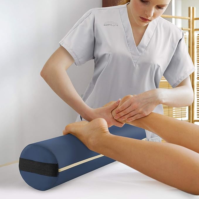 Saloniture Full Round Massage Table Bolster Pillow Pad - 26 x 6 Inch - Blue