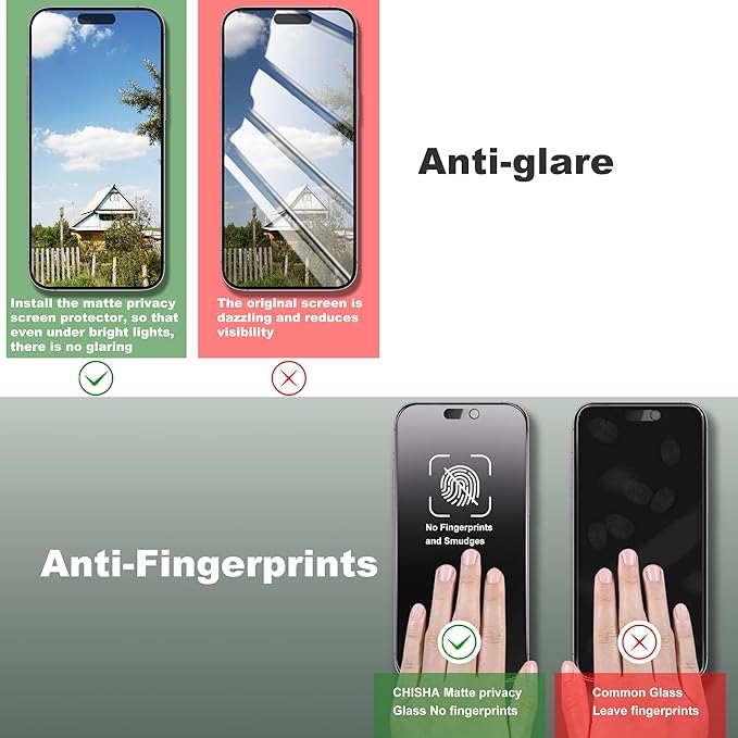 2 Pack Matte Privacy Screen Protector for iPhone 16 Plus and iPhone 15 Plus and iPhone 14 Pro Max 6.7-Inch Auto Dust Removal, No Bubbles,Anti-Spy Tempered Glass Film, Easy Installation