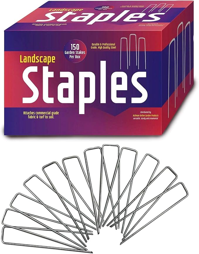 Ashman 150 Pack Galvanized Garden Stakes Landscape Staples and Fence Stake Sod Staples - Heavy Duty & Anti Rust Zinc Coated.