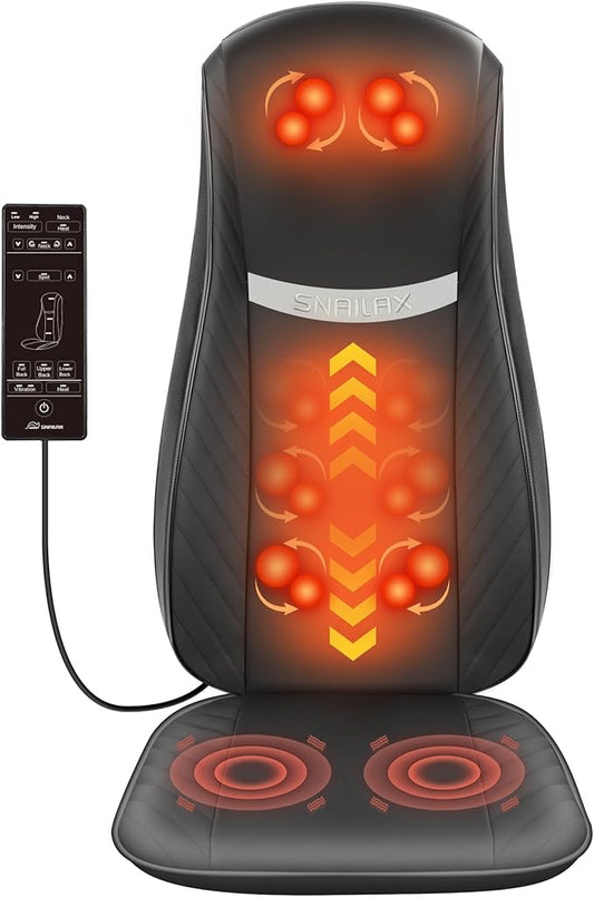 Snailax Upgraded Shiatsu Back Massager with Heat -Deep Kneading Massage Chair Pad with Adjustable Intensity,Full Body Massage Seat Cushion for Relaxation