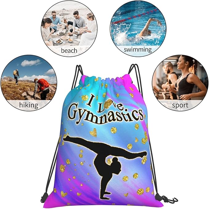 Gymnastics Drawstring Bags Adjustable Sports Gym Bag Drawstring Backpack Water Resistant String Bag Party Favors Bags