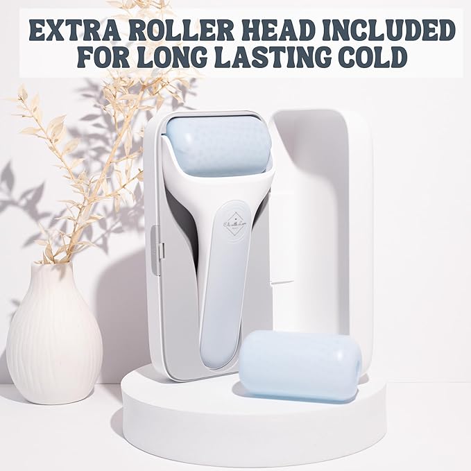 Eli with Love Ice Roller for Face Premium Facial Ice Roller with Carry Case and 2X Rollers for Long Lasting Cold - Eye Roller for Puffy Eyes & Cold Massage for Migraines