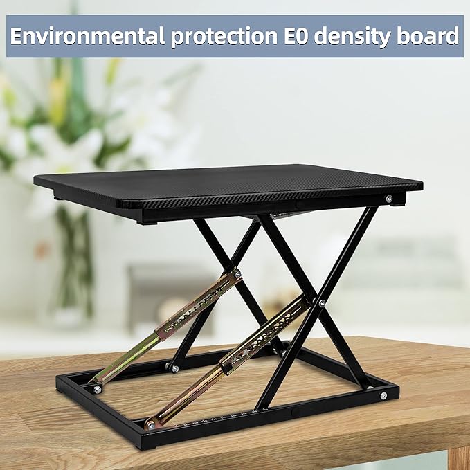 Standing Desk Converter, Height Adjustable Sit Stand Desk Converter, Fully Assembled Monitor Desk Riser for Standing or Sitting, Black, Pattern