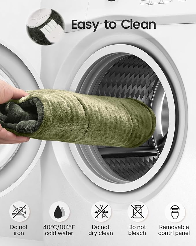 RENPHO Heating Pad for Back Pain & Period Cramps,Birthday Christmas Gifts for Women Men Mom Dad Seniors, FSA Eligible, Weighted Heat Pad for Neck and Shoulders, 24"x33", ETL Certified, Green