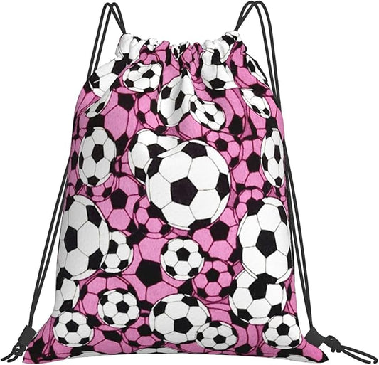 Soccer Drawstring Backpack Gym String Bag Water Resistant Drawstring Sackpack Sport For Womens Mens