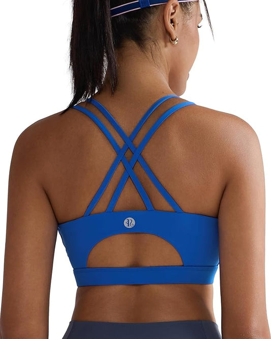 RUNNING GIRL Sports Bras for Women,Padded Sports Bra Tank Top Sexy Crisscross Back High Impact Longline Workout Yoga Bra