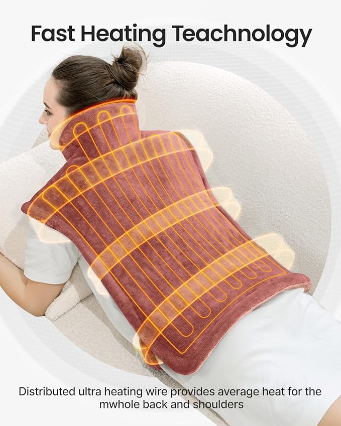 RENPHO Electric Heating Pad for Back Pain Relief, Birthday Christmas Gifts for Women Men Mom Dad Seniors, FSA Eligible, Heat Pad for Neck and Shoulders, Fast Heating, 24"x33", ETL Certified, Pink