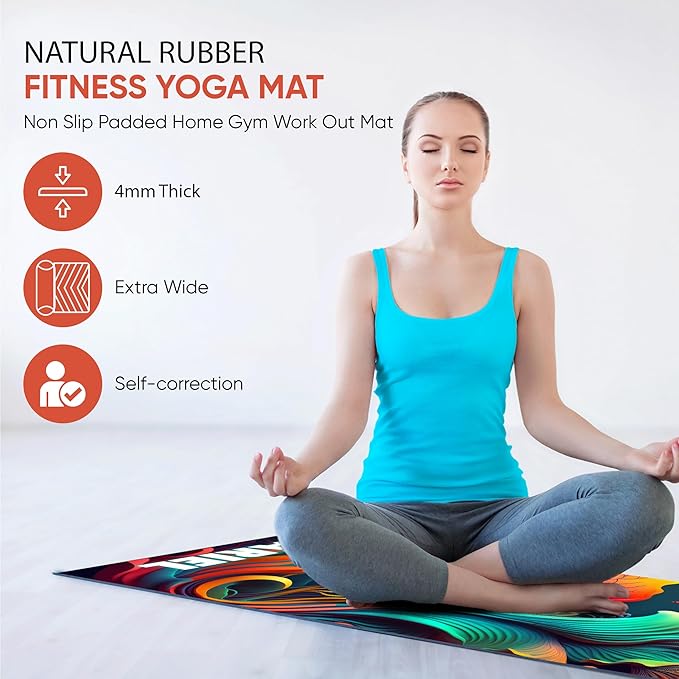 Custom Yoga Mat | Ships Next Day | Customize | Workout Mat for Men and Women | Non Slip Rubber Exercise Mat | 4mm Thick Gym Mat for Meditation, Pilates, Yoga, Gym