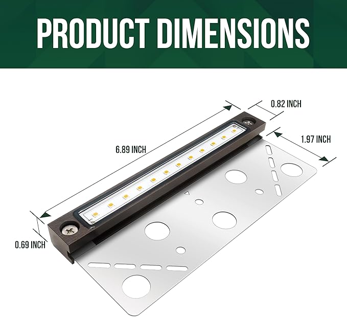 GKOLED 20 Pack 6.8 Inches LED Hardscape Lights, Low Voltage Retaining Wall Light Waterproof, 12V AC/DC Landscape Lighting, 1.5W 2700K, Classic Step Lights Outdoor, Die-cast Aluminum Housing