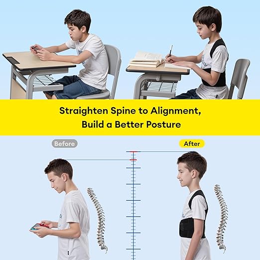 babaka Back Brace Posture Corrector for Kids, Adjustable Full Back Support, for Upper and Lower Back Pain Relief, Scoliosis, Dowagers Hump, Hunchback, Thoracic, Spine Corrector (Small, Waist: 14''-19'')