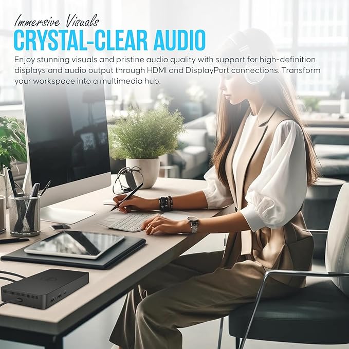 WD22TB4 Dell Thunderbolt 4 Dock 40Gbps USB-C/USB A - Dell Docking Station Dual Monitor with 180W, HDMI & DisplayPort Cable - Supports 4K Displays & Upto 3 Monitors (Renewed)