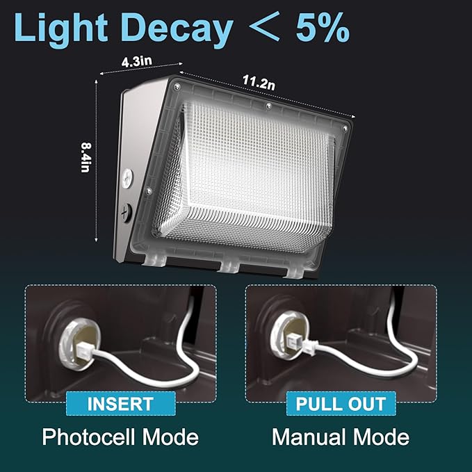 Lightdot 6Pack 150W LED Wall Pack Lights, 100-277v Dusk to Dawn with Photocell | 22500Lm(150Lm/W) 5000K IP65 Outdoor Exterior Lighting Fixture, Energy Saving|5-Yrs Warranty, ETL(Height:10~20ft)
