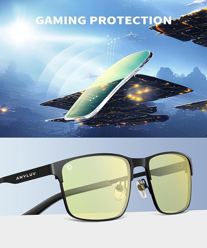 ANYLUV Blue Light Glasses for Men/Women, Lightweight Blue Light Blocking Glasses, Anti-Eye Strain Computer Glasses for Gaming