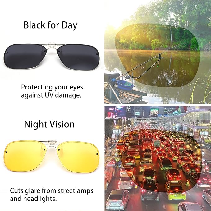 TERAISE Clip-on Night Vision Glasses Flip up Driving Glasses Men Women HD Polarized Anti Glare UV400 for Outdoor
