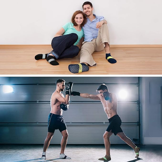 unenow Unisex Non Slip Grip Socks with Cushion for Yoga Pilates Barre Home & Hospital