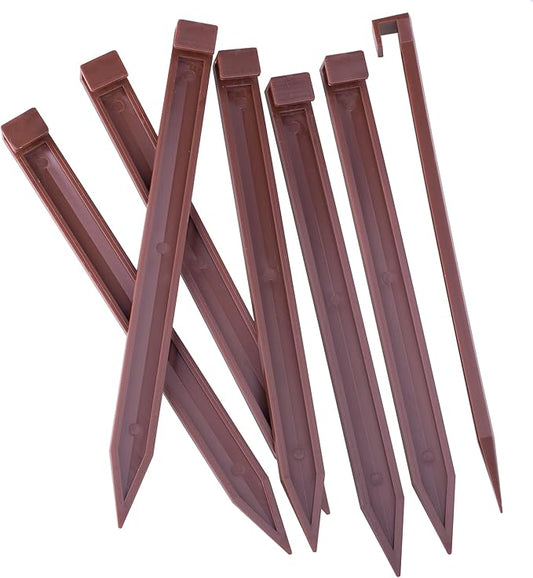 Landscape Edging Spikes, 30 Pcs 10 Inch Garden Stakes Anchoring Spikes for Paver Edging, Weed Barriers, Turf, Tent, Weed Barrier, Timber, Carpentry, Tent etc. (30, Brown)